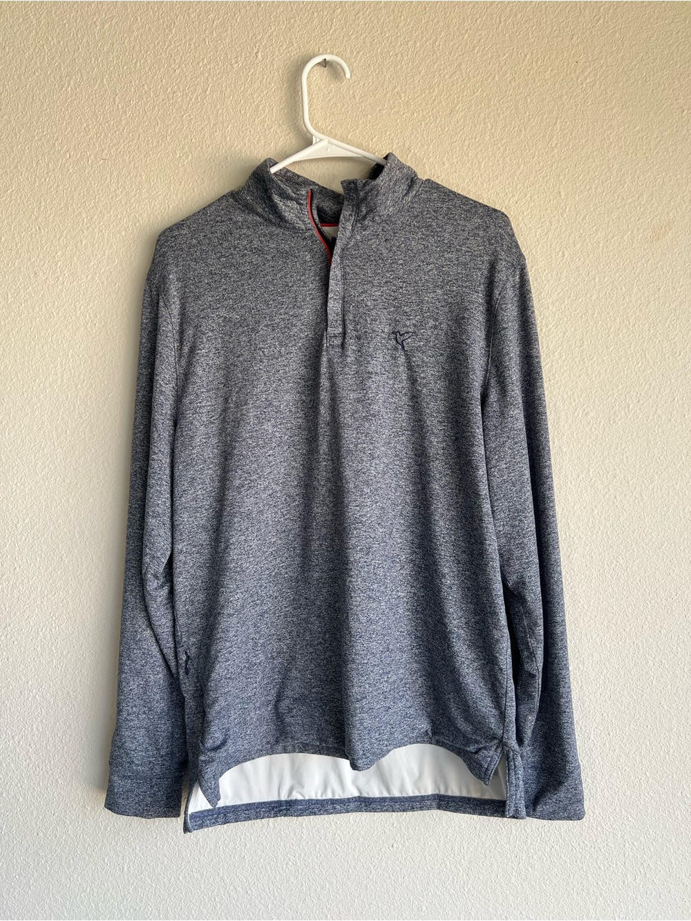 Birddogs Mens Quarter Zip Pullover Blue Heather Performance Stretch Sweatshirt M